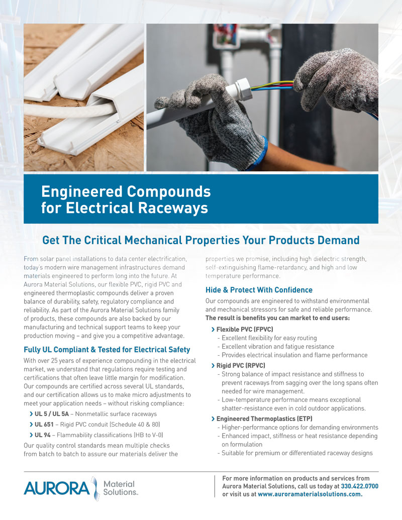 UL-Recognized PVC Compounds for Electrical Raceways & Wire Management
