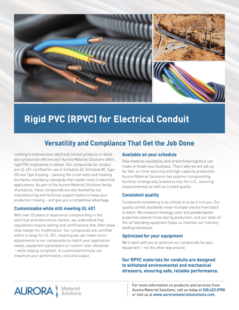 Partner with us for custom thermoplastics & polymers for Electrical Conduit applications